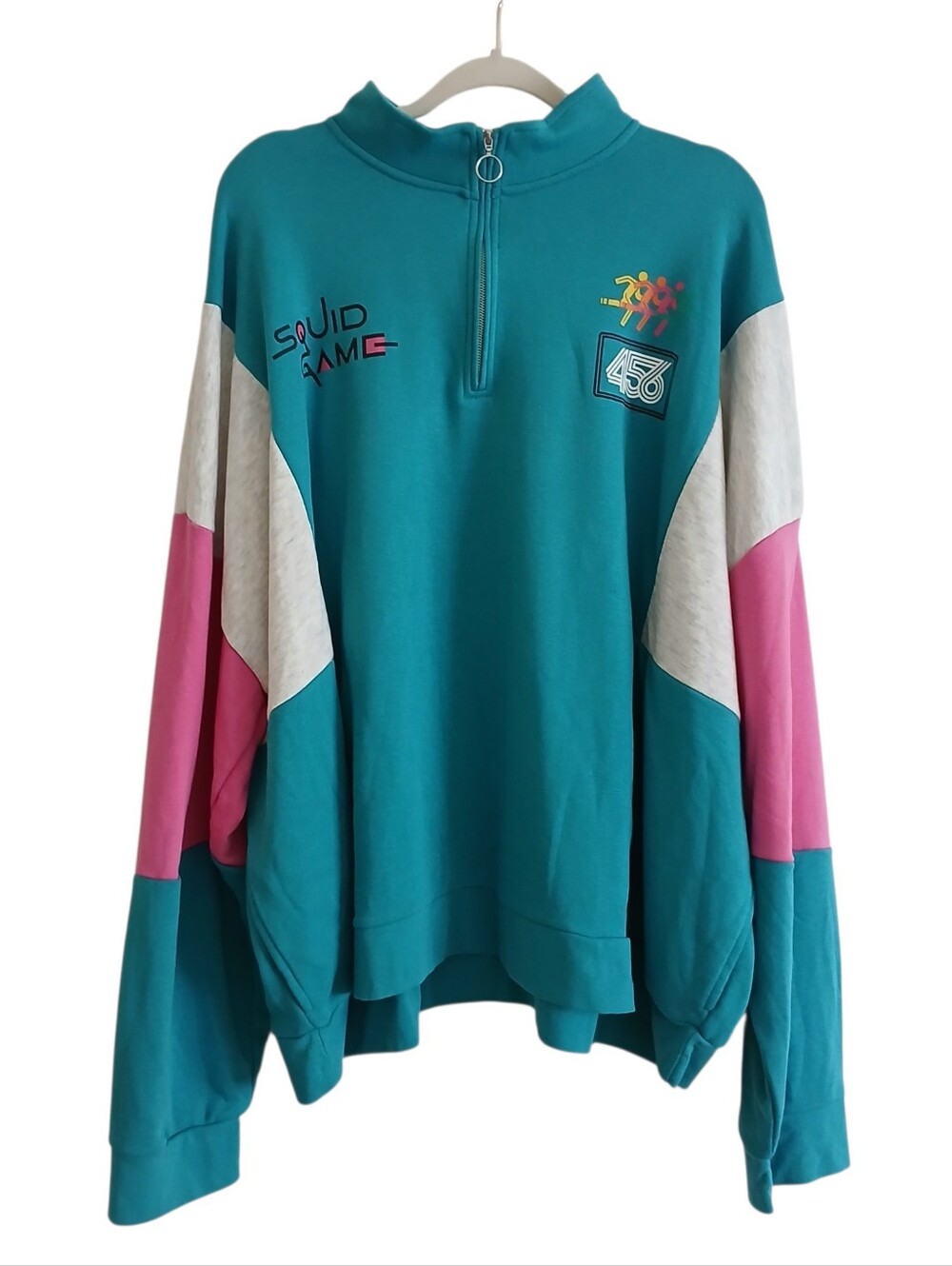 Netflix Squid Game Player 456 Embroidered Quarter Zip 5X Relaxed Pockets